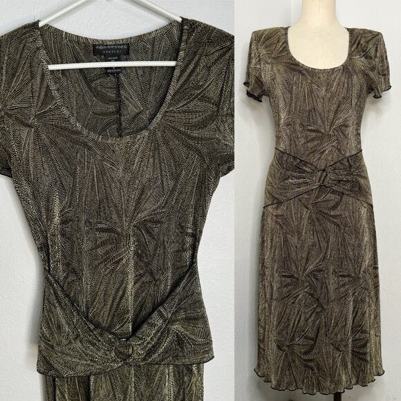 90s Y2k Dress Midi Short Sleeve Geometric Pattern Size 6 Wedding Guest Vacation - Picture 1 of 11